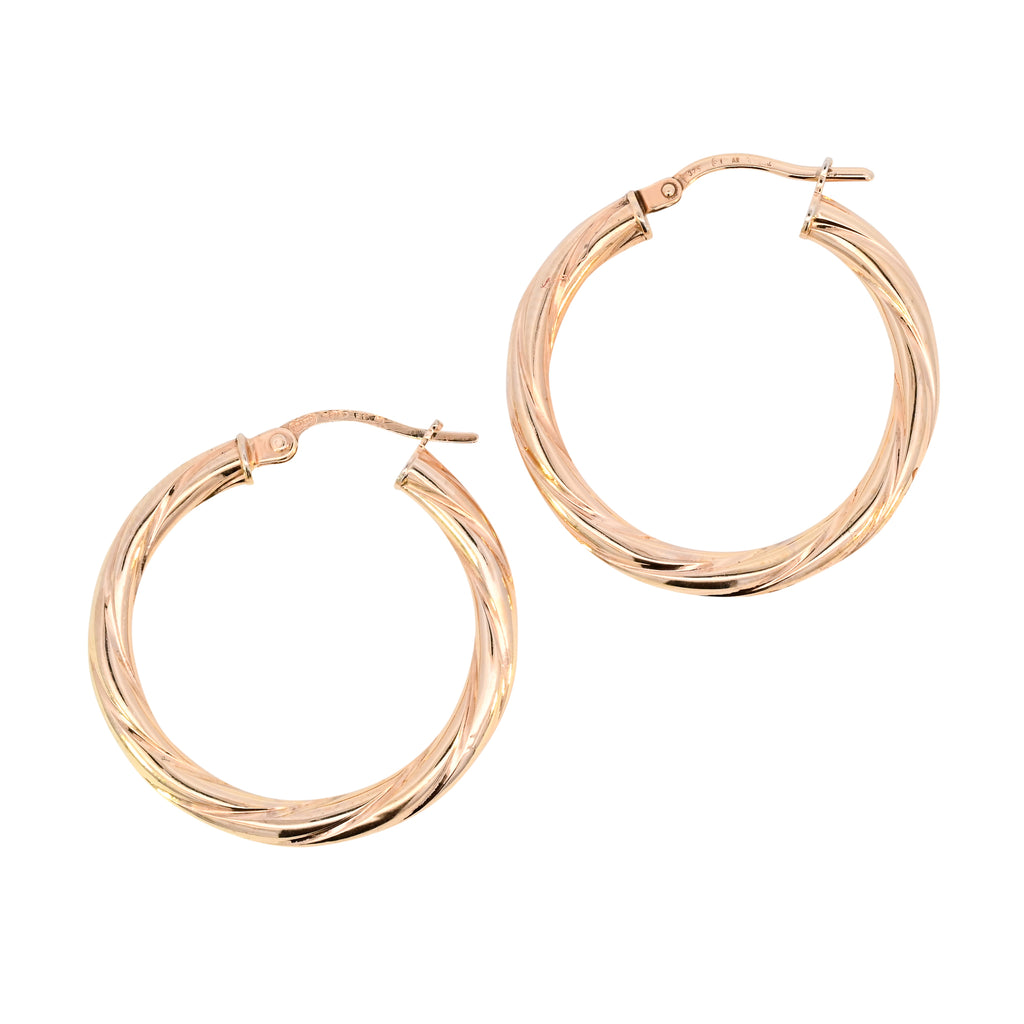 9ct Yellow Gold 26mm Round Twist Hoops (SH24-777)