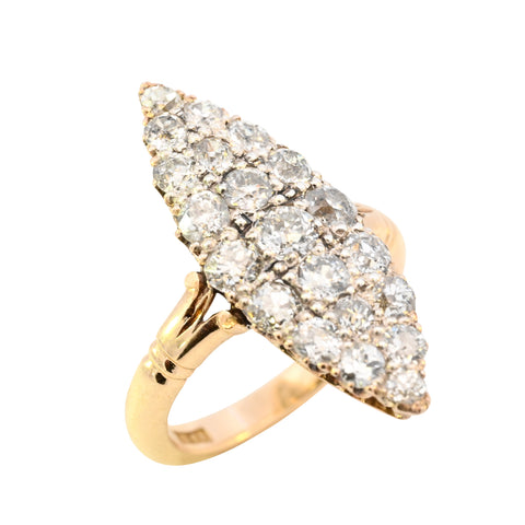 Antique 18ct Gold 2.80ct Diamond Cluster Ring