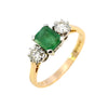 18ct Yellow Gold Emerald & Diamond Ring