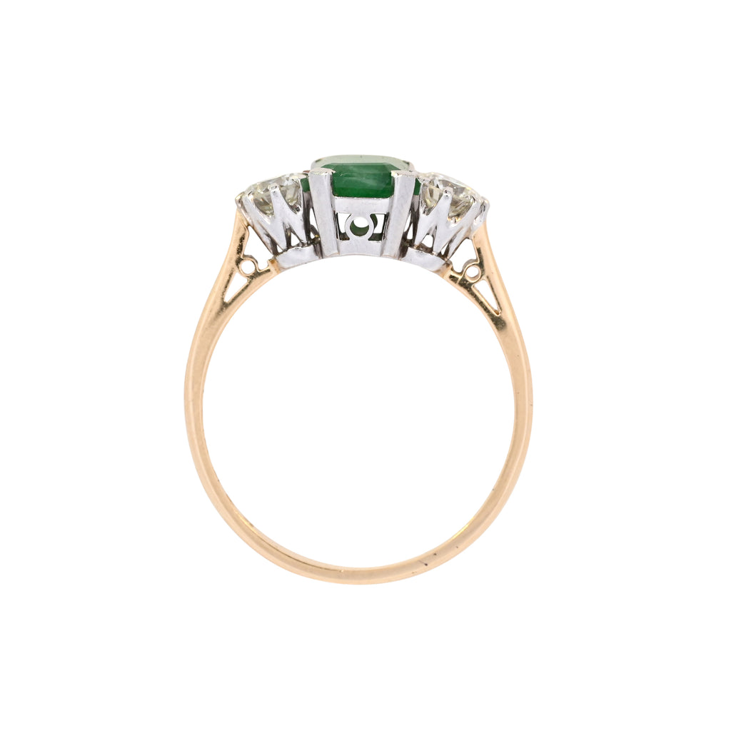 18ct Yellow Gold Emerald & Diamond Ring