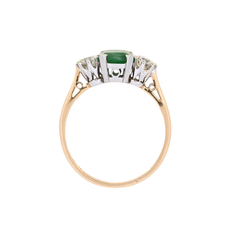 18ct Yellow Gold Emerald & Diamond Ring