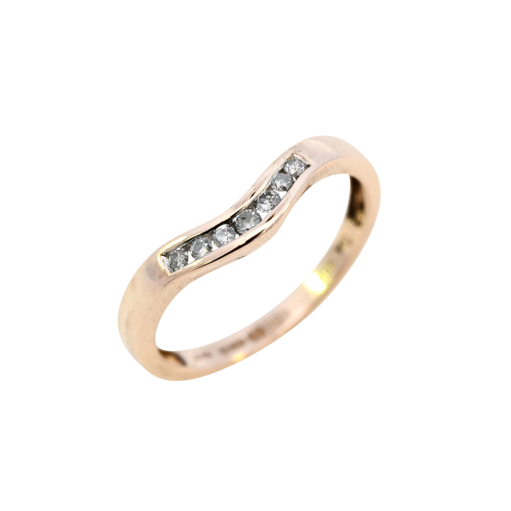 9ct Yellow Gold 0.10ct Diamond Wishbone Ring (SH24-808)
