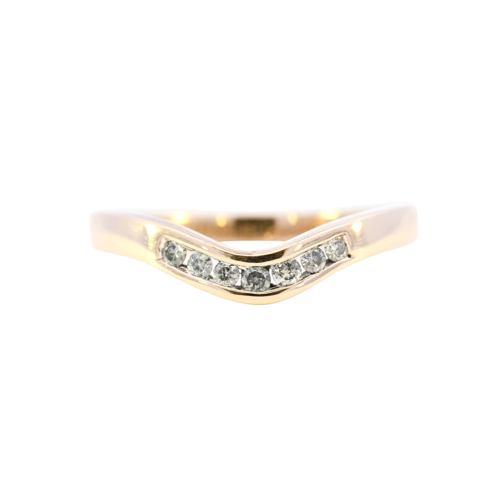 9ct Yellow Gold 0.10ct Diamond Wishbone Ring (SH24-808)