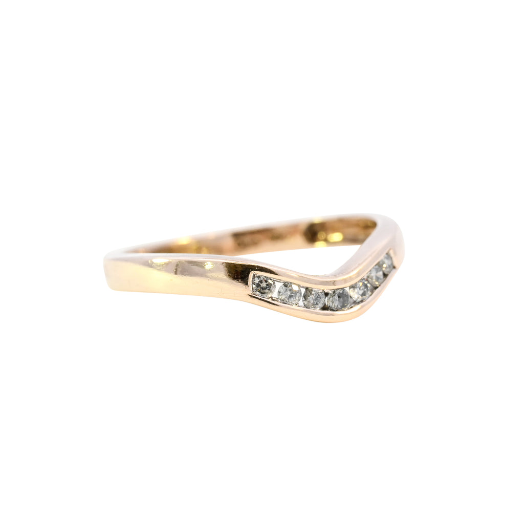 9ct Yellow Gold 0.10ct Diamond Wishbone Ring (SH24-808)
