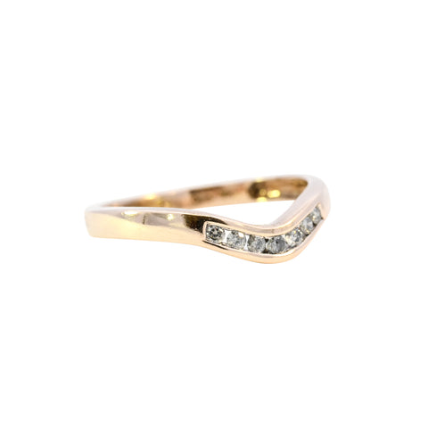 9ct Yellow Gold 0.10ct Diamond Wishbone Ring