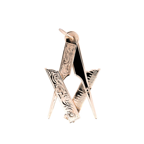 9ct Yellow Gold Square & Compass Pendant (SH24-809)