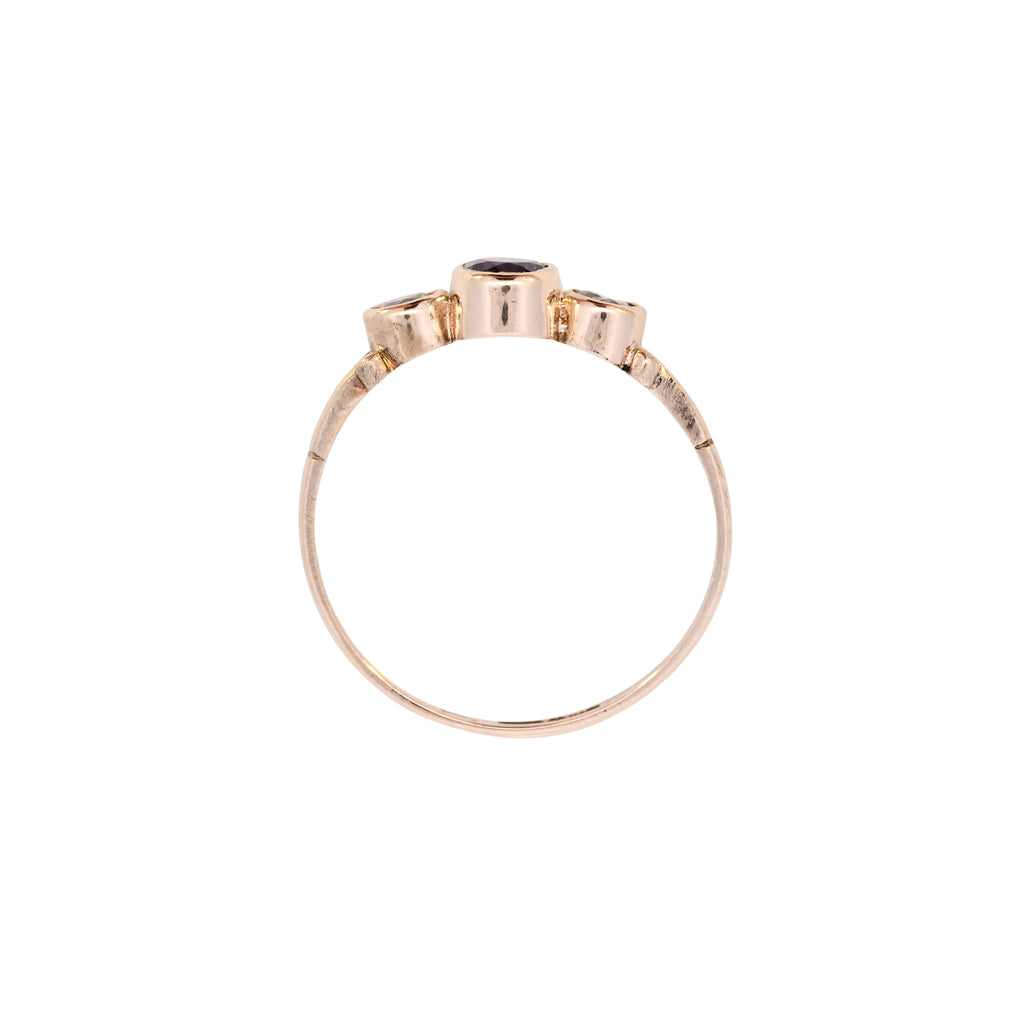 9ct Yellow Gold Amethyst & Cubic Zirconia Ring (SH24-811)