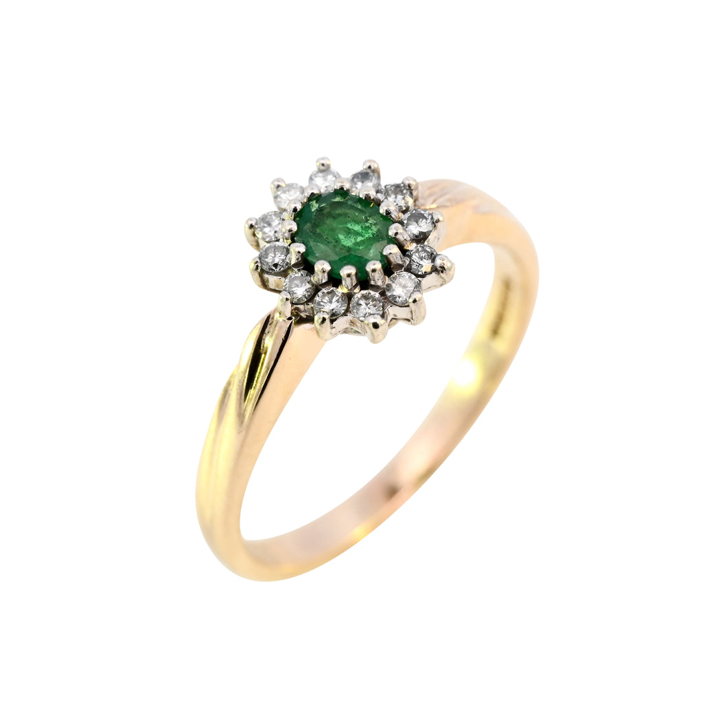 9ct Yellow Gold Emerald Diamond Ring – Wray Co
