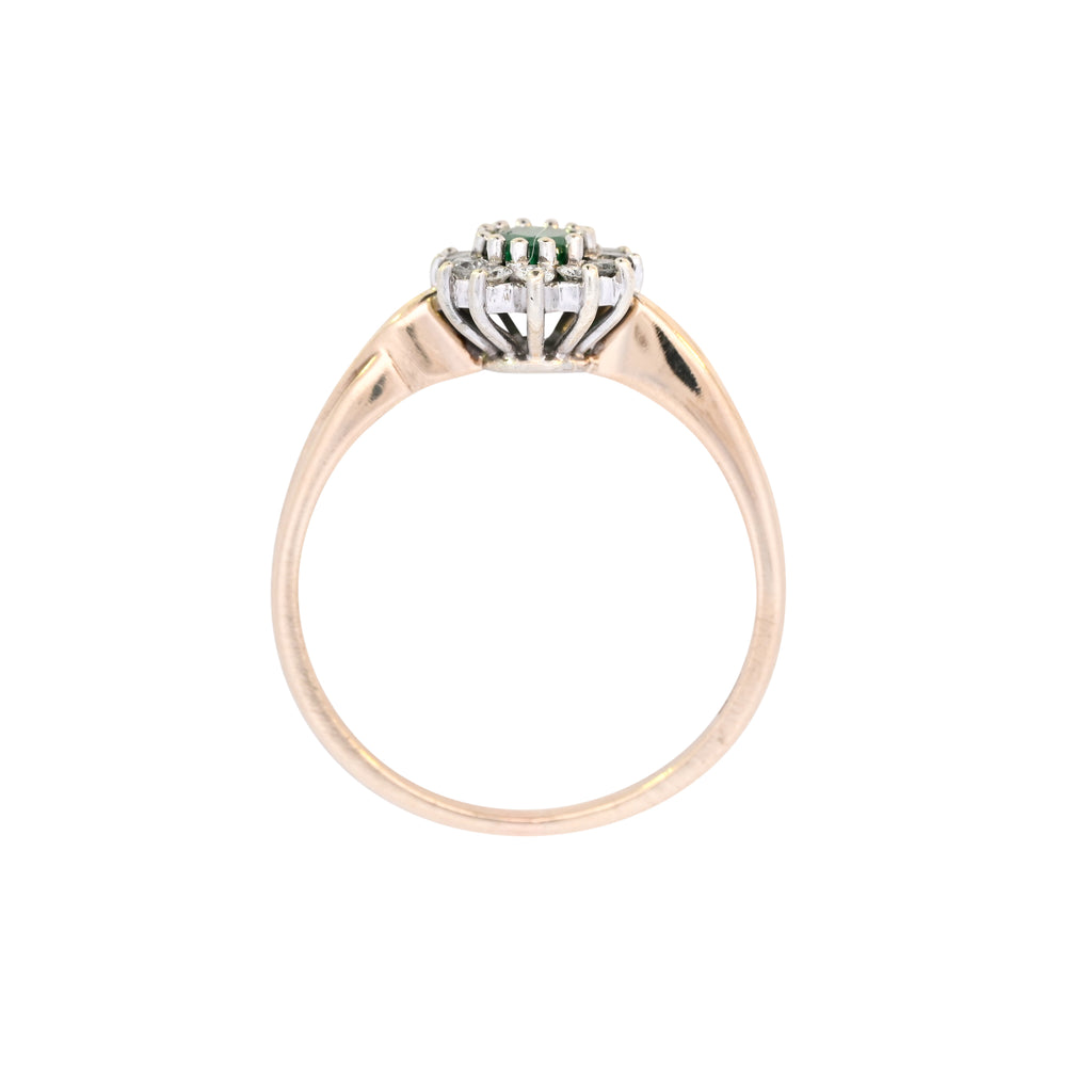 9ct Yellow Gold Emerald & Diamond Ring