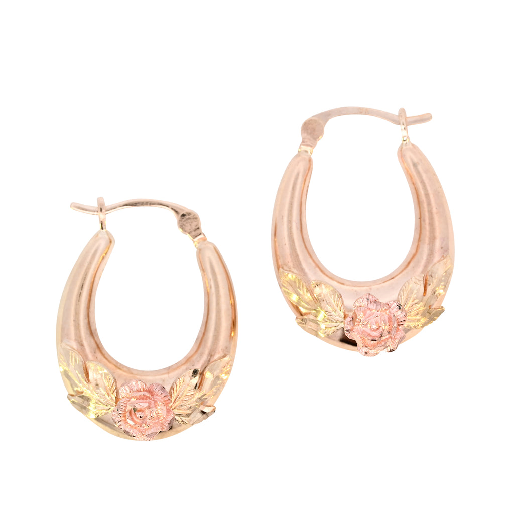 9ct Two Tone Gold Oval Hoop Earrings (SH24-815)