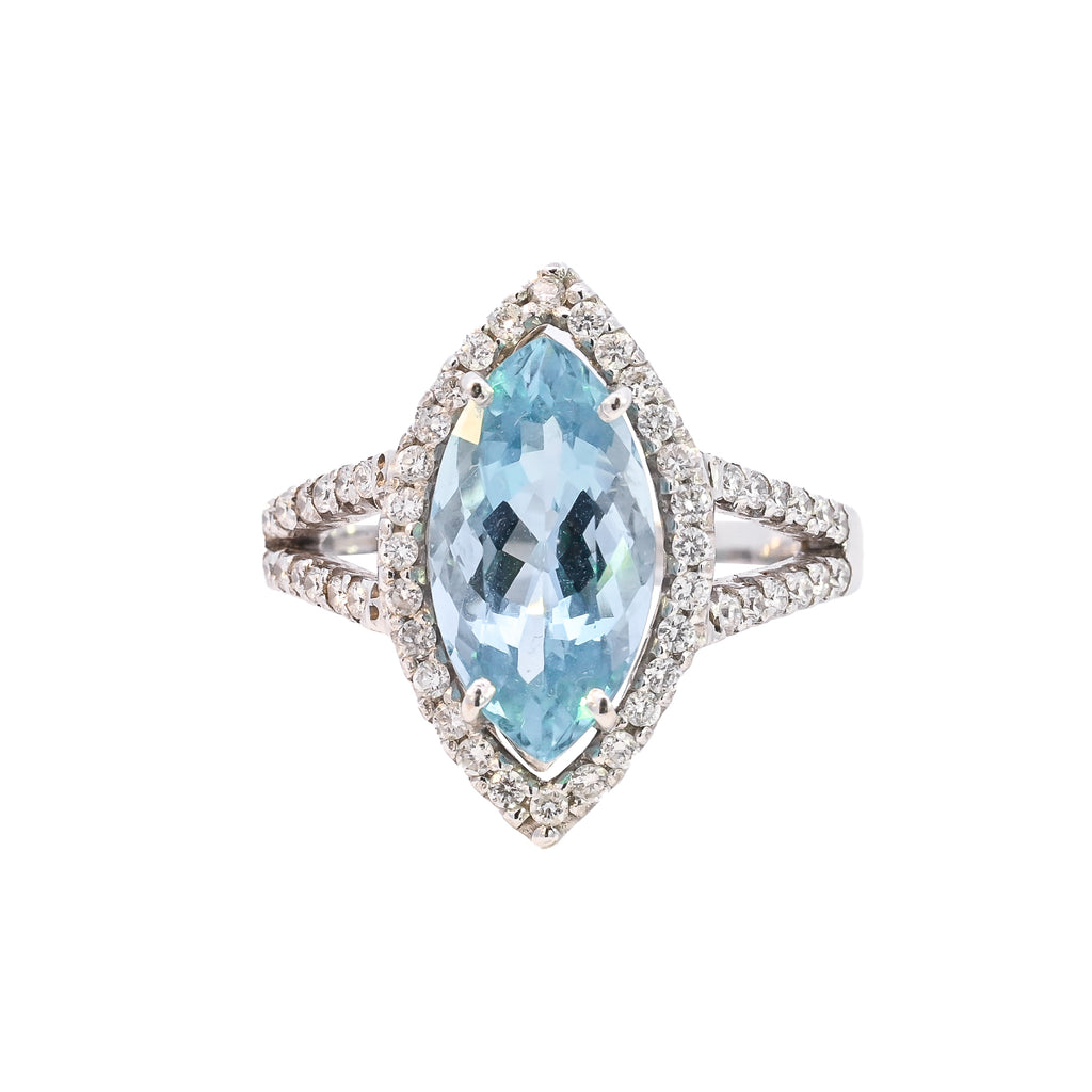 18ct White Gold 3.42ct Aquamarine & Diamond Ring (SSJ16-045)