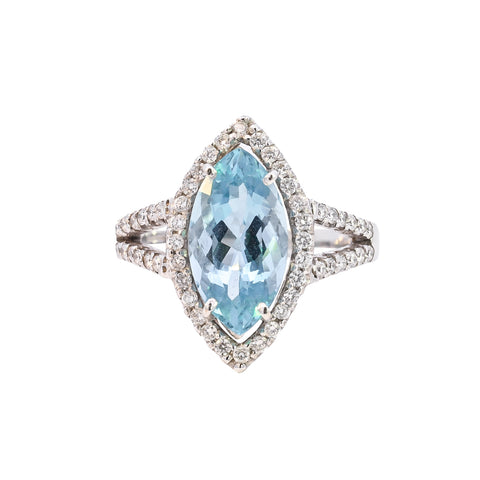 18ct White Gold 3.42ct Aquamarine & Diamond Ring (SSJ16-045)