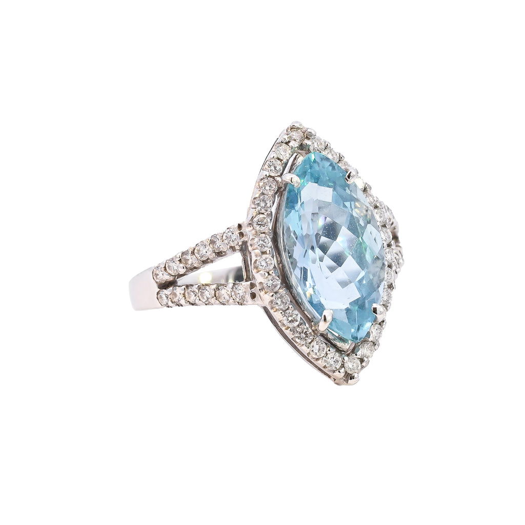 18ct White Gold 3.42ct Aquamarine & Diamond Ring (SSJ16-045)