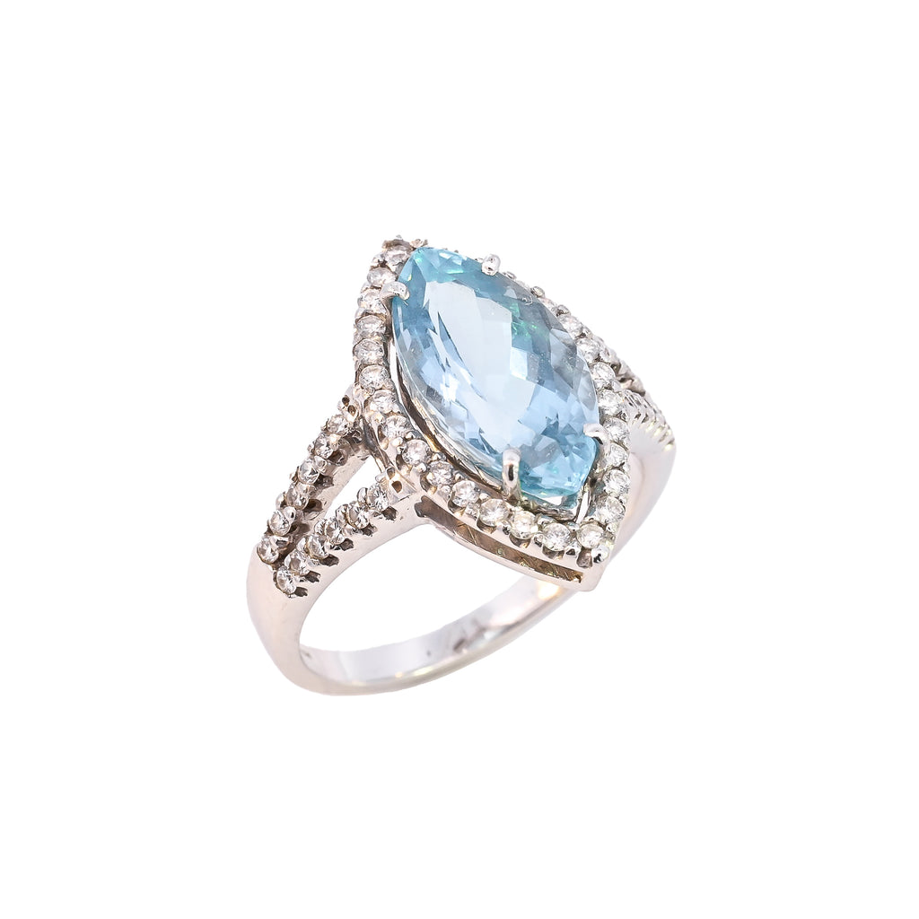 18ct White Gold 3.42ct Aquamarine & Diamond Ring (SSJ16-045)