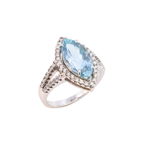 18ct White Gold 3.42ct Aquamarine & Diamond Ring (SSJ16-045)