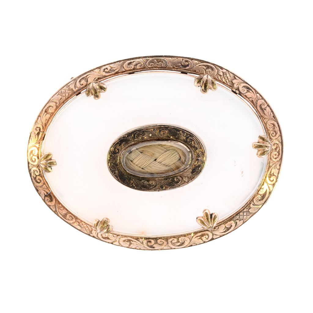 Antique Gold Agate Memorial Brooch