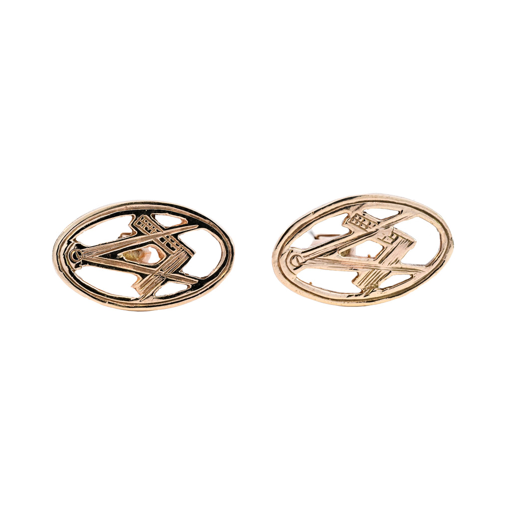 9ct Yellow Gold Oval Pierced Masonic Swivel Cufflinks (SH24-003)