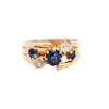 Antique Gold Sapphire & Diamond Crossover Ring (SH24-008)