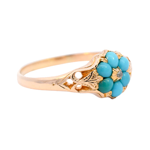 Antique 9ct Gold Turquoise & Diamond Ring (SH24-026)