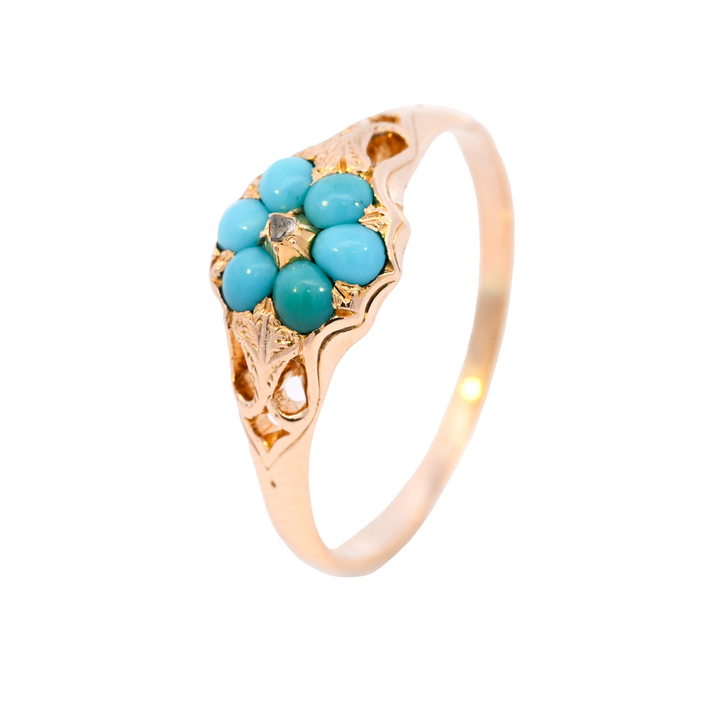 Antique 9ct Gold Turquoise & Diamond Ring (SH24-026)