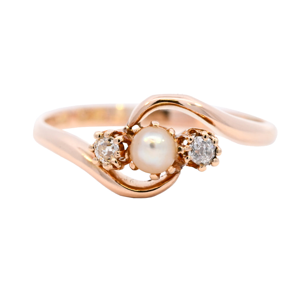 Antique 18ct Gold Pearl & Diamond Ring (SH24-029)