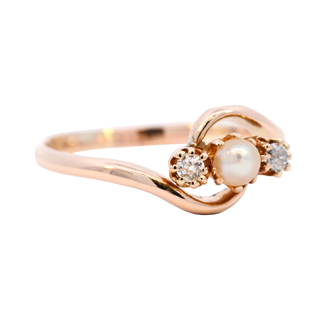 Antique 18ct Gold Pearl & Diamond Ring (SH24-029)