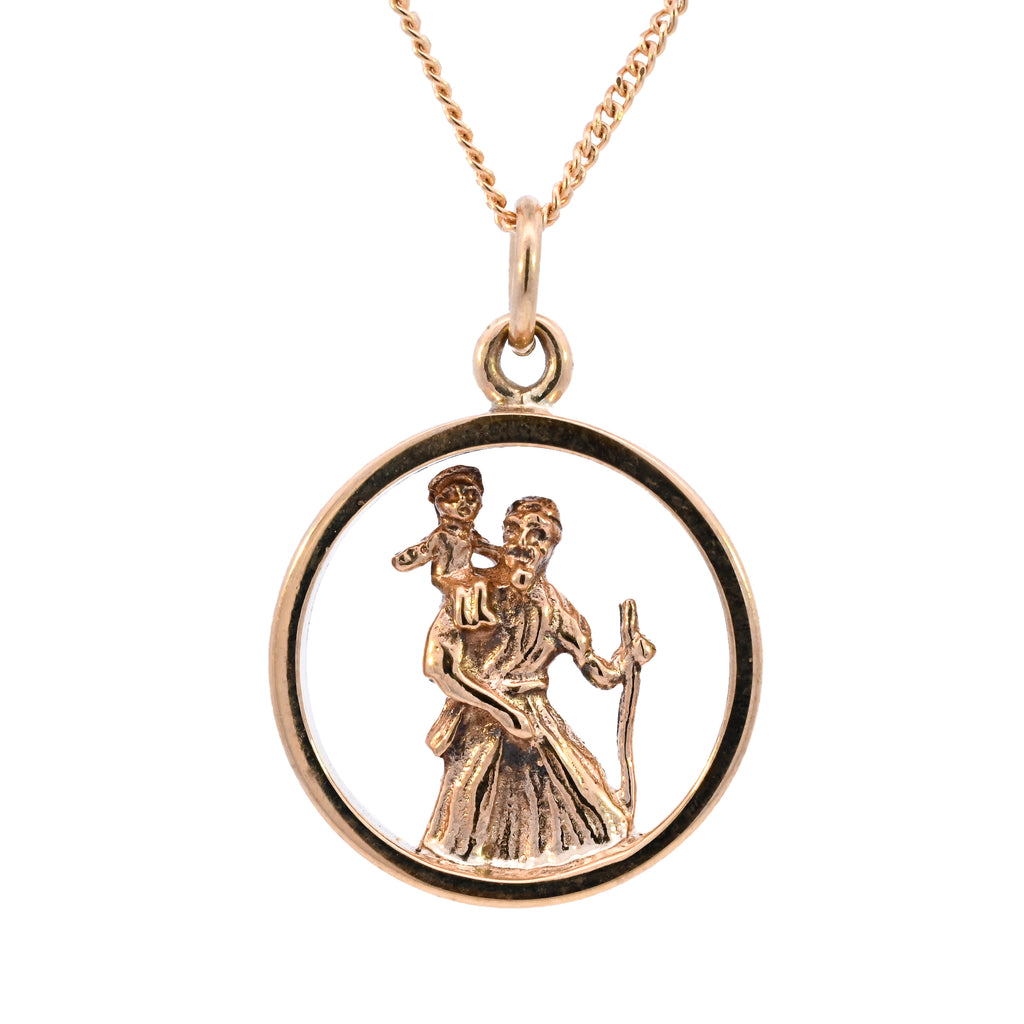 9ct Yellow Gold St Christopher Necklace (SH23-291)