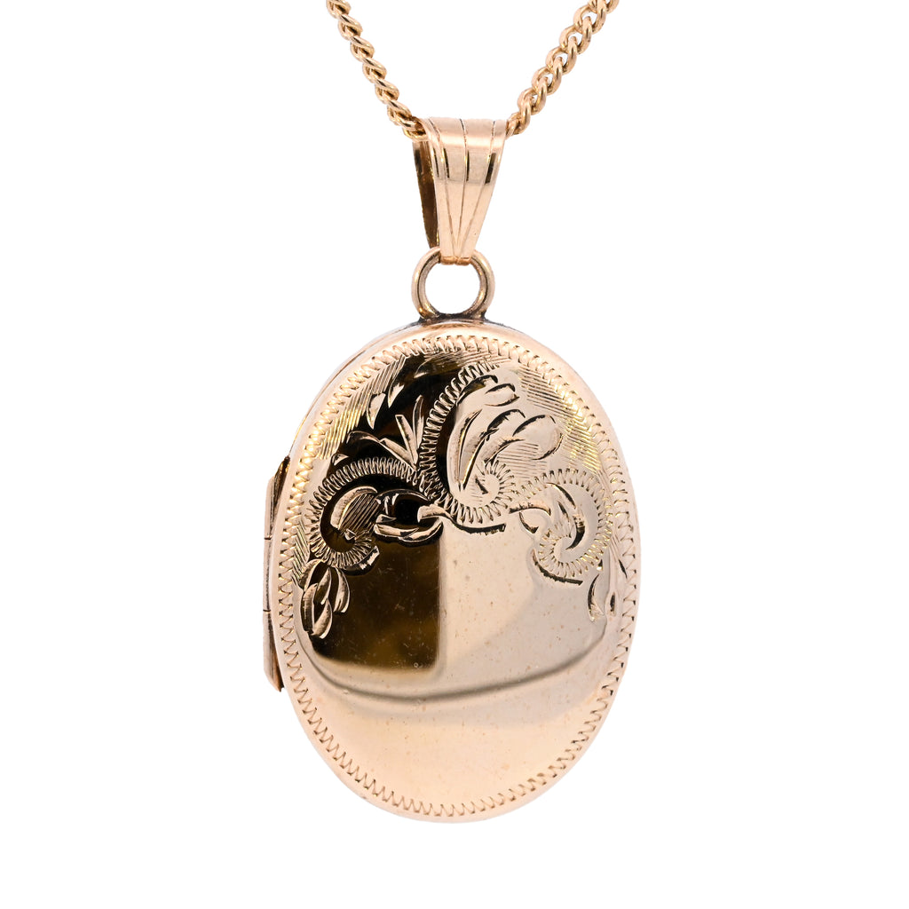 9ct Yellow Gold Oval Locket Necklace (SH22-354)