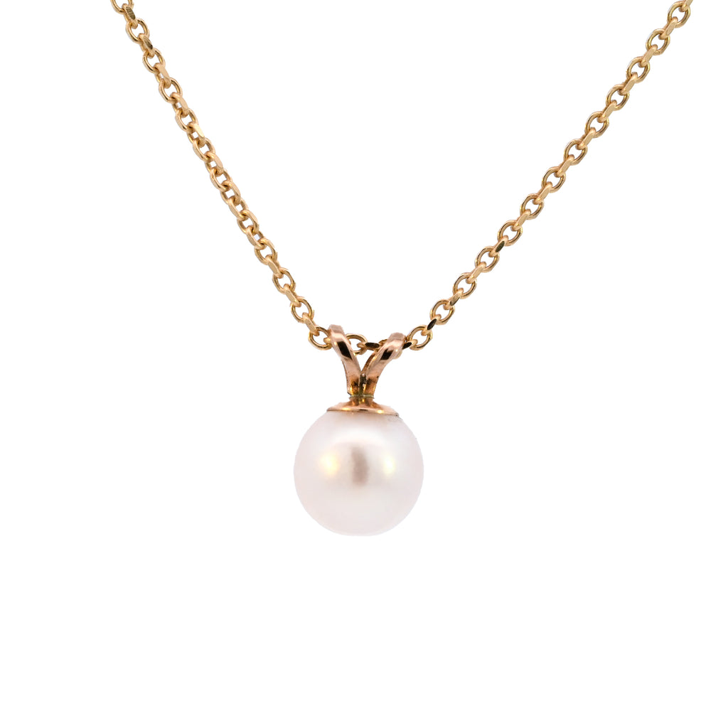 9ct Yellow Gold 7mm Cultured Pearl Necklace (SH23-220)