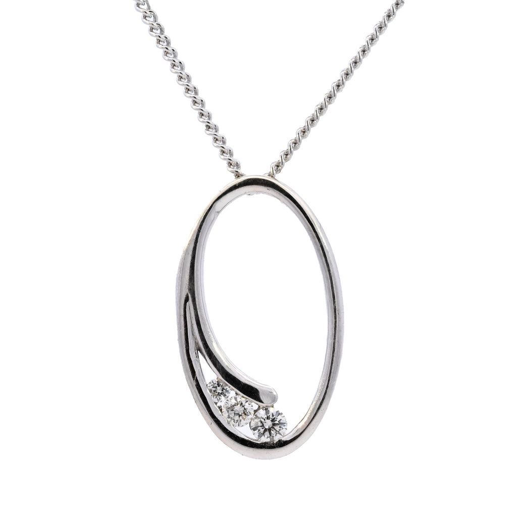 9ct White Gold 0.10ct Diamond Set Necklace (SH23-402)