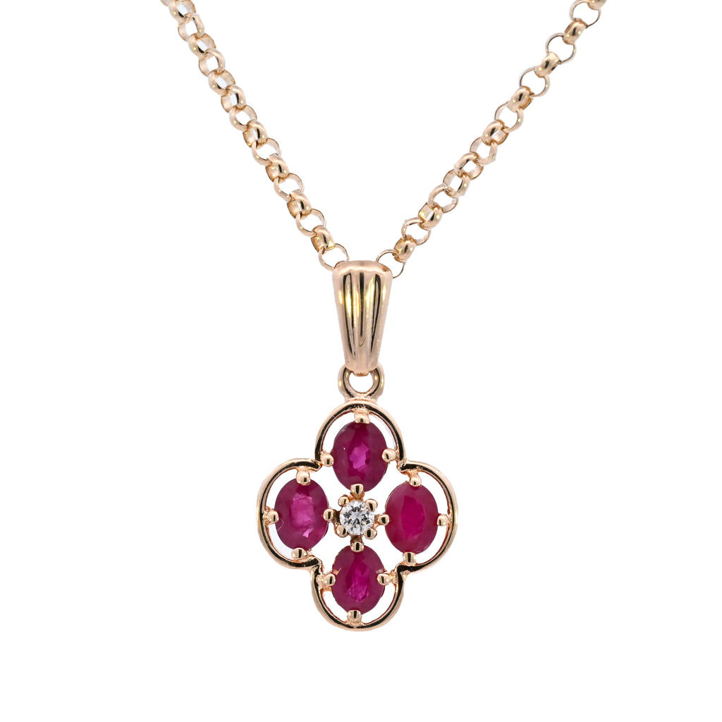 9ct Yellow Gold Ruby & Diamond Necklace (SH24-037)