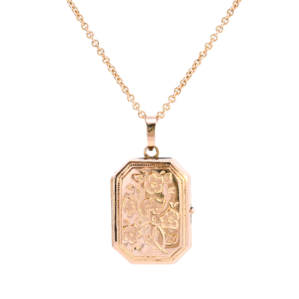 9ct Yellow Gold Octagonal Locket Necklace (SH24-040)