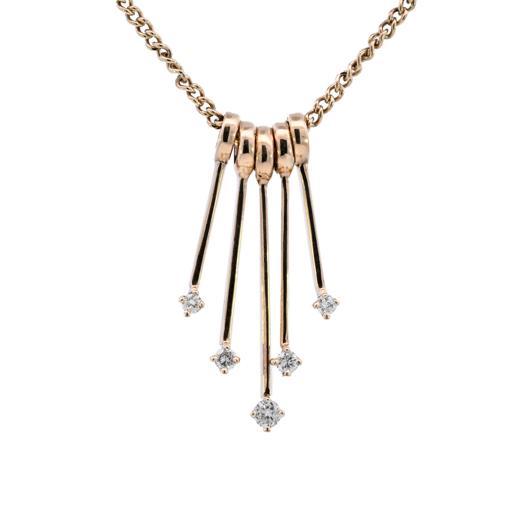 9ct Yellow Gold 0.20ct Diamond Spray Necklace (SH24-050)