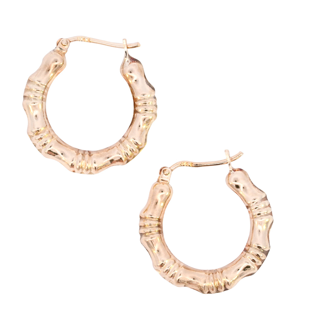 9ct Yellow Gold 20mm Bamboo Hoops (SH24-090)