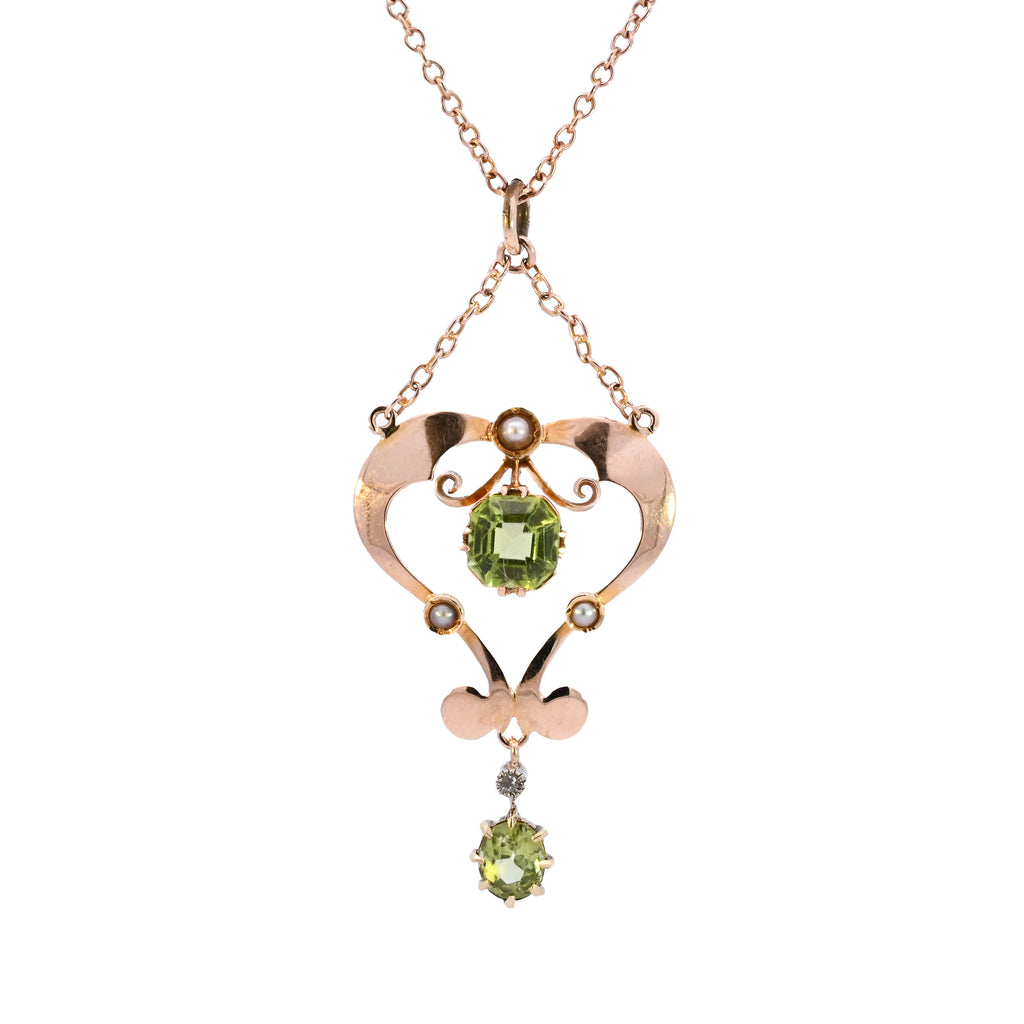 Antique 15ct Gold Peridot & Seed Pearl Necklace (SH24-123)