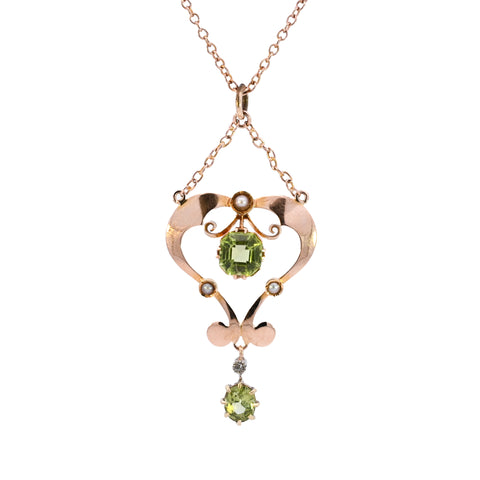 Antique 15ct Gold Peridot & Seed Pearl Necklace (SH24-123)