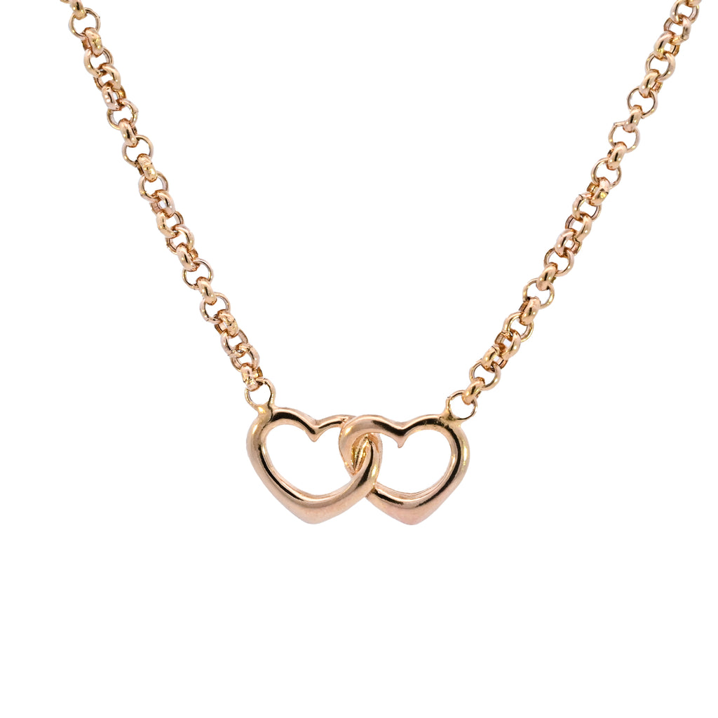 9ct Yellow Gold Double Heart Necklet (SH24-129)