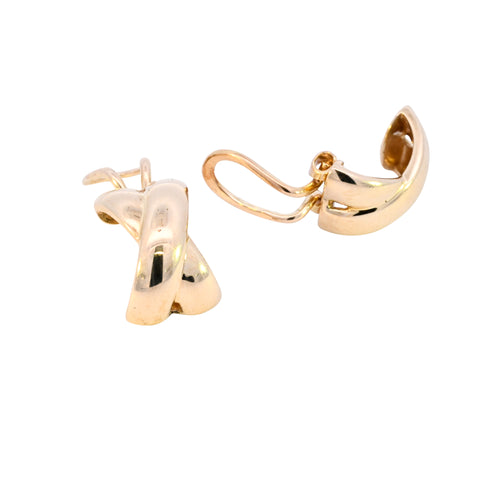 9ct Yellow Gold Crossover Clip-on Earrings