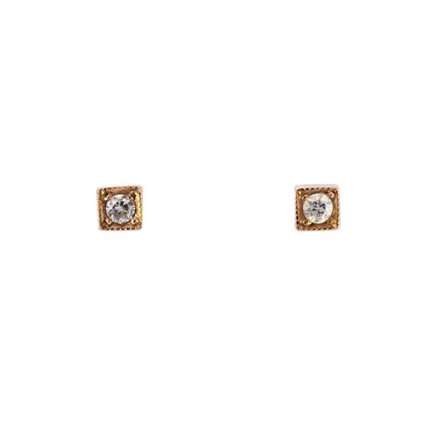 9ct Yellow Gold 0.05ct Diamond set Cube Studs