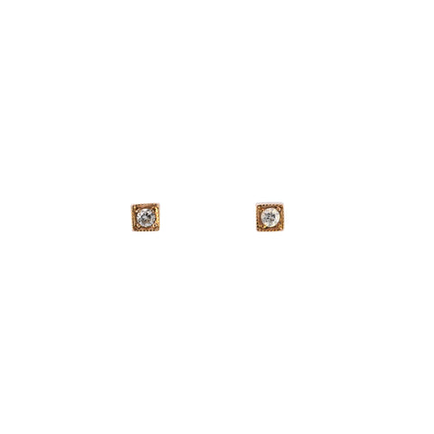9ct Yellow Gold 0.05ct Diamond set Cube Studs (SH24-163)