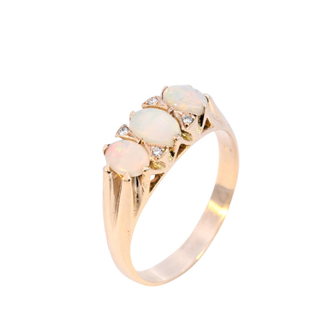 9ct Yellow Gold Opal & Diamond Ring (SH24-219)