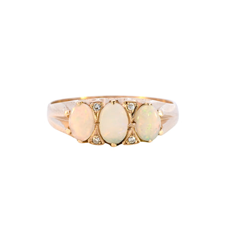 9ct Yellow Gold Opal & Diamond Ring