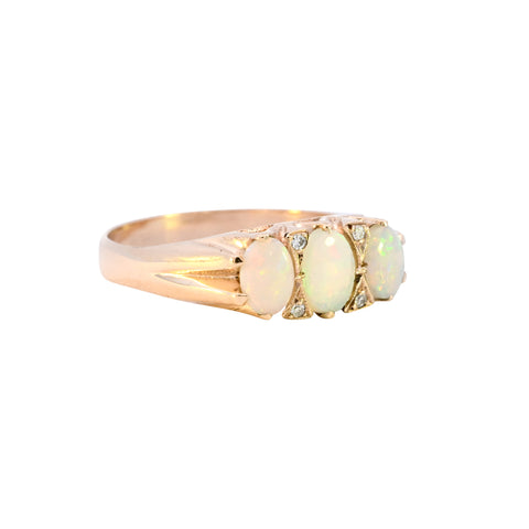 9ct Yellow Gold Opal & Diamond Ring