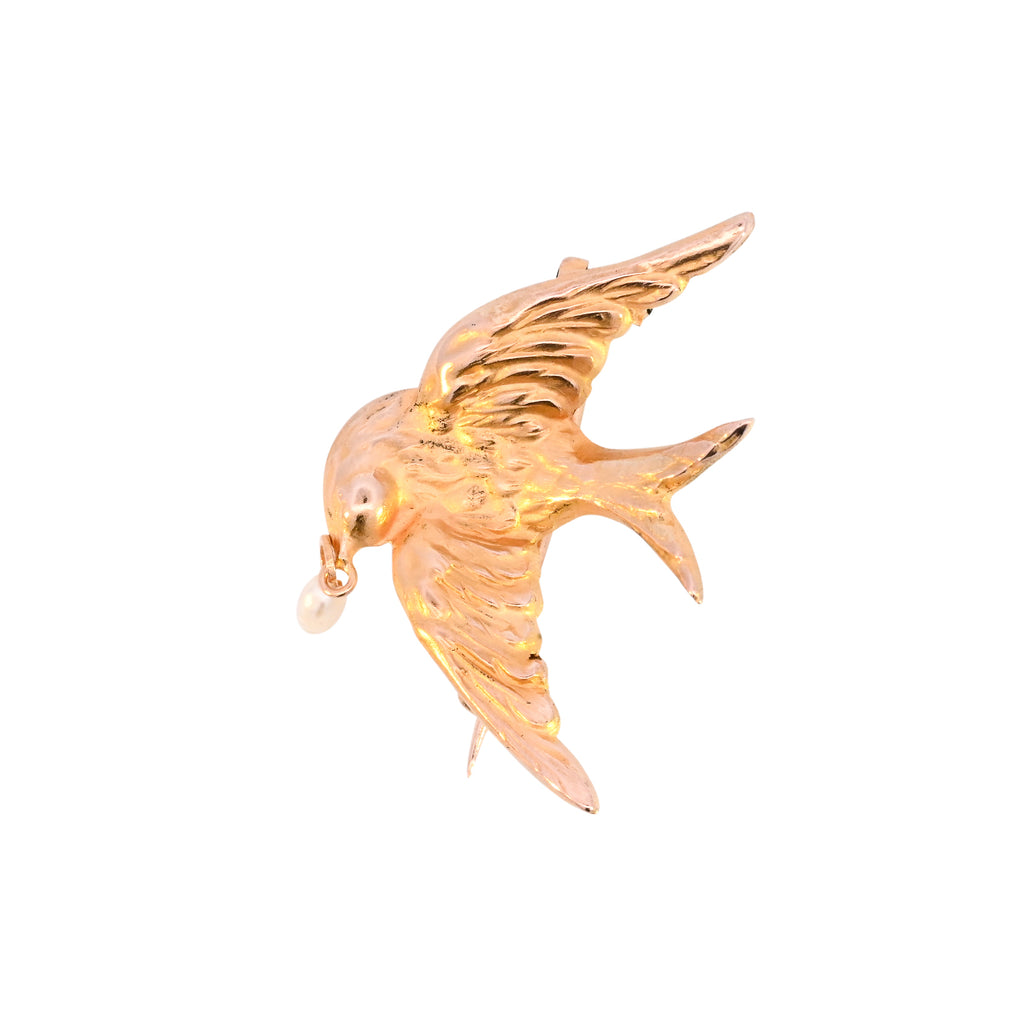 Art Nouveau French 18k Gold Saint Esprit Dove Brooch (SH24-222)