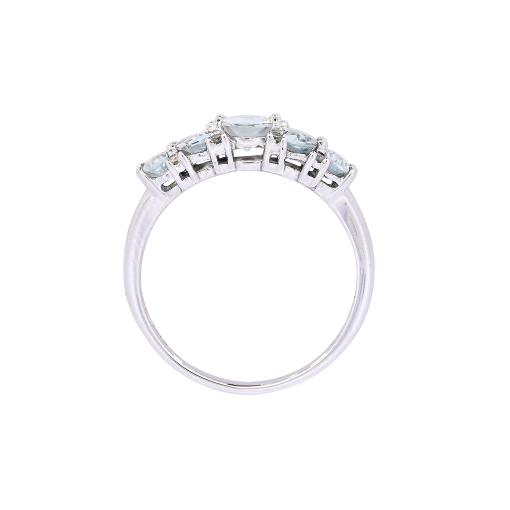9ct White Gold Aquamarine & Diamond Ring (SH24-224)