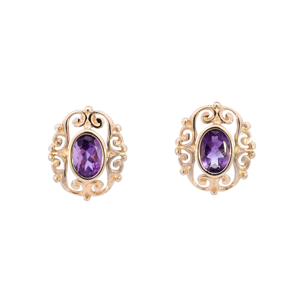 9ct Yellow Gold Amethyst Studs (SH24-231)