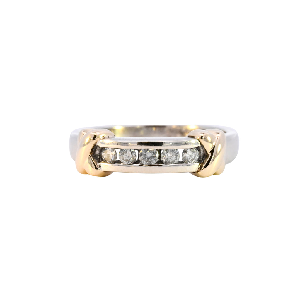 9ct White Gold 0.20ct Diamond 5 Stone Ring