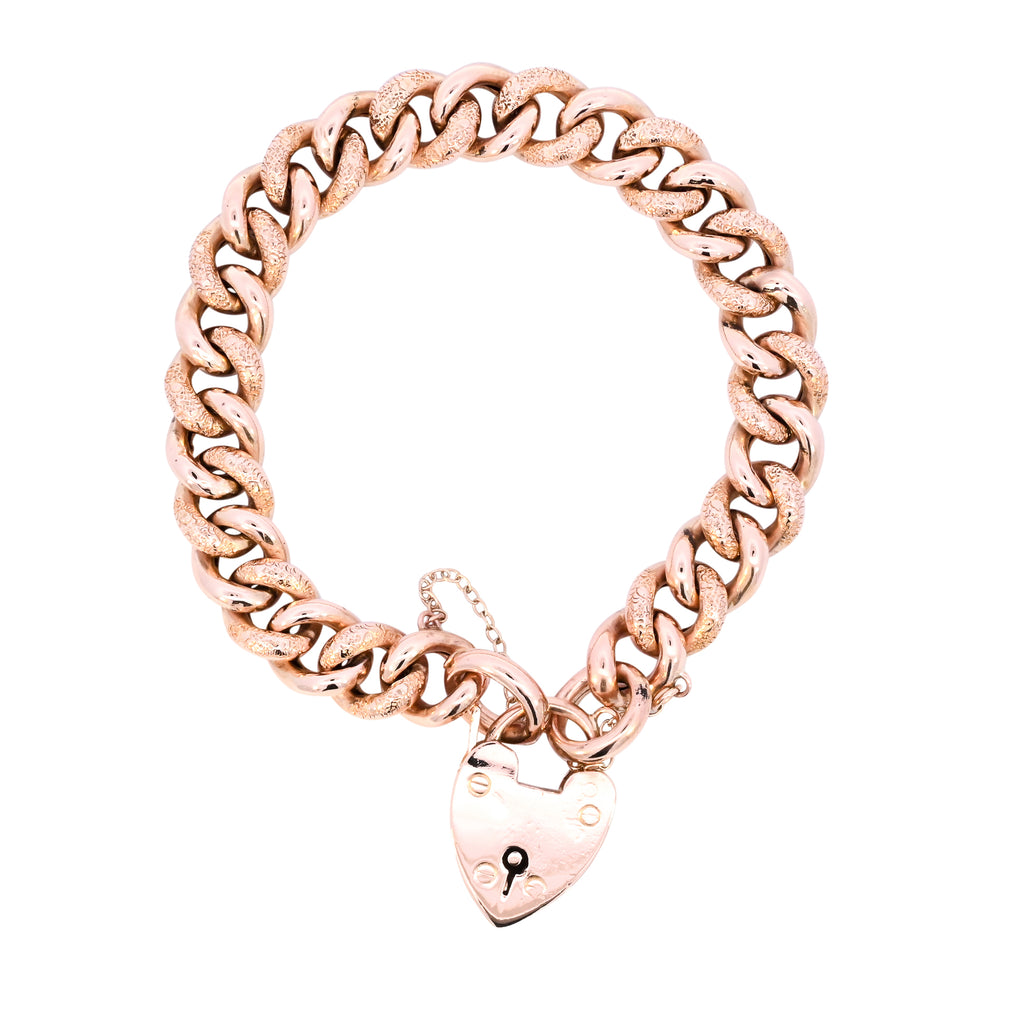 Antique 9ct Gold Hollow Curb Bracelet (SH24-240)