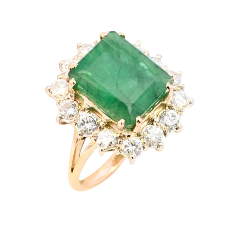 18ct Yellow Gold 5.77ct Emerald & Diamond Ring