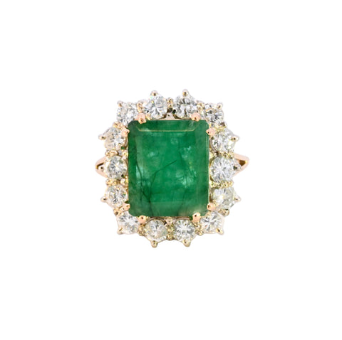 18ct Yellow Gold 5.77ct Emerald & Diamond Ring (SH24-251)